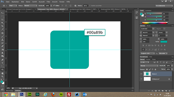 Für den Icon-Hintergrund erstellen wir ein abgerundetes Quadrat in der Farbe #00a89b.